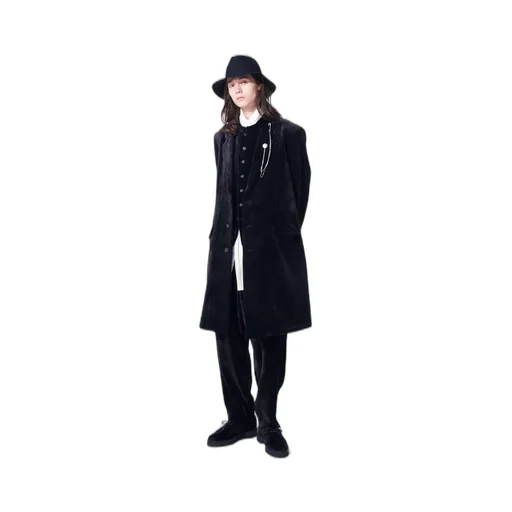 Velveteen Notched Lapel Long Jacket