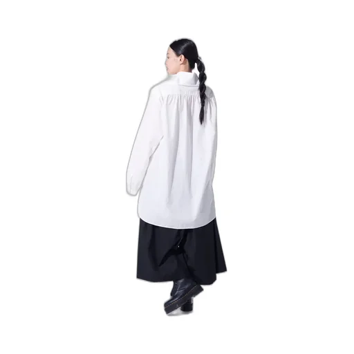 Cotton/Linen Washer Typewriter Big-Collared Shirt