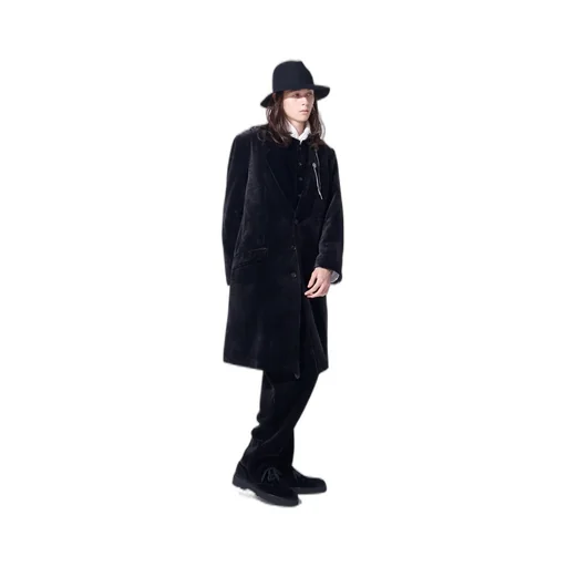 Velveteen Notched Lapel Long Jacket
