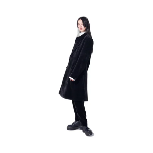 Velveteen Notched Lapel Long Jacket