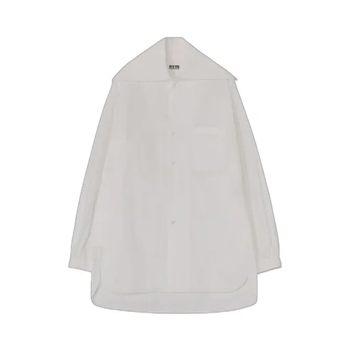 Cotton/Linen Washer Typewriter Big-Collared Shirt