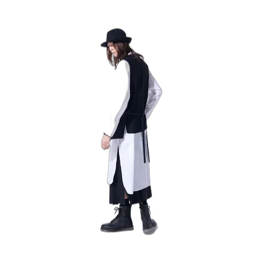 Cotton Broad Cloth Stand Collar Long Shirt With Rounded Hem