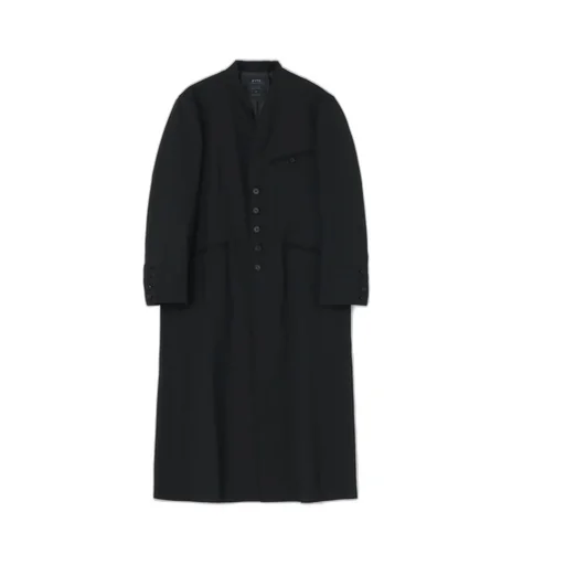 T/W Gabardine Collarless 5-Button Long Jacket
