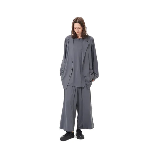 High-Gauge Polyester Smooth Jersey Layered Pants