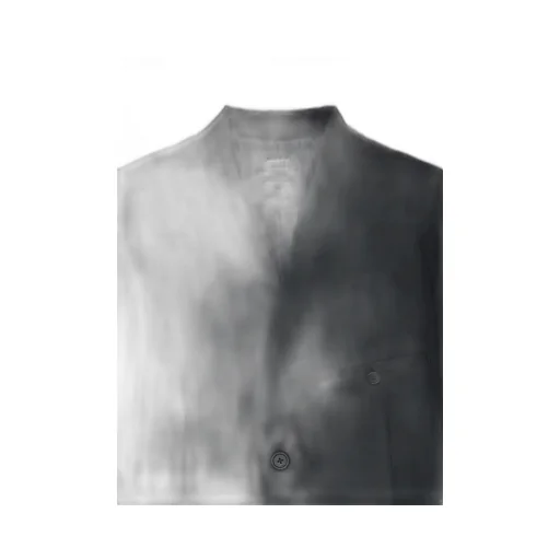 T/W Gabardine Collarless 5-Button Long Jacket