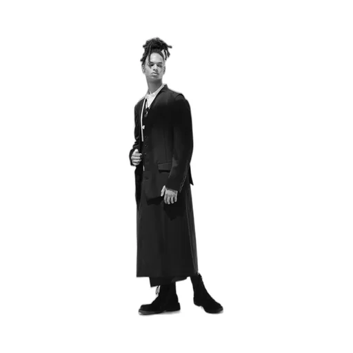 T/W Gabardine Collarless 5-Button Long Jacket