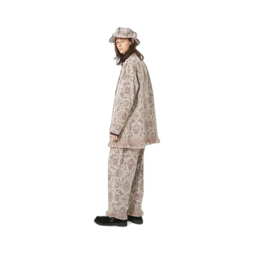 Gobelin-Style Jacquard Shirt Jacket With Fringe Hem Design