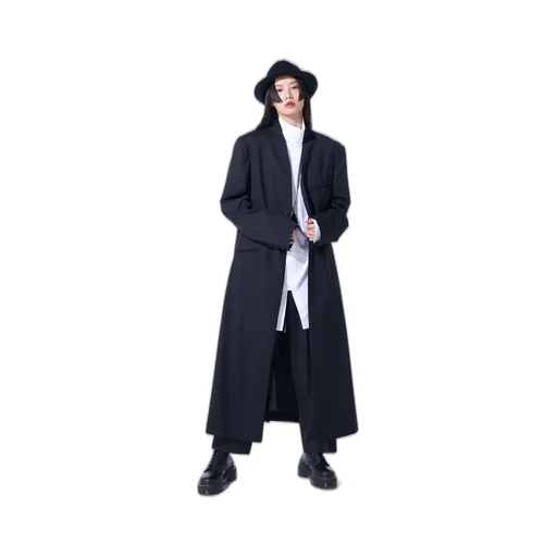 T/W Gabardine Collarless 5-Button Long Jacket