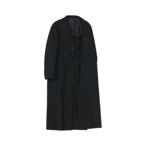 T/W Gabardine Collarless 5-Button Long Jacket