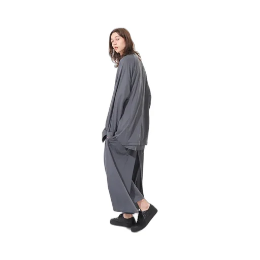 High-Gauge Polyester Smooth Jersey Layered Pants