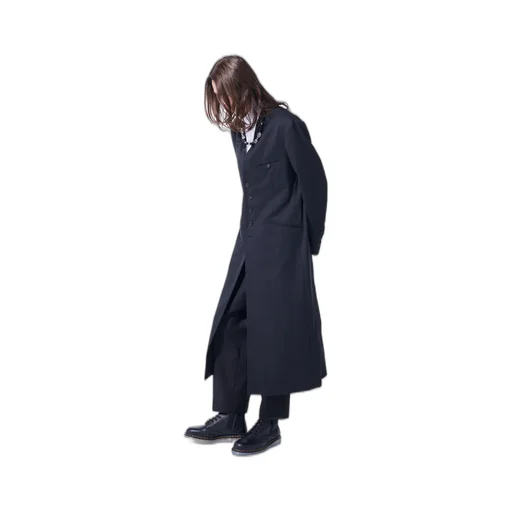 T/W Gabardine Collarless 5-Button Long Jacket