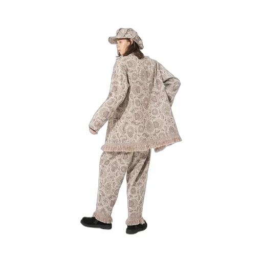 Gobelin-Style Jacquard Shirt Jacket With Fringe Hem Design