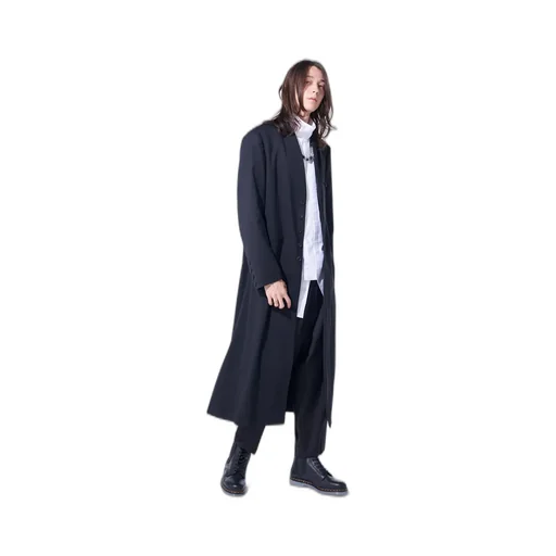 T/W Gabardine Collarless 5-Button Long Jacket