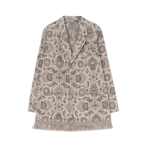 Gobelin-Style Jacquard Shirt Jacket With Fringe Hem Design
