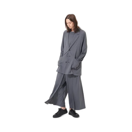 High-Gauge Polyester Smooth Jersey Layered Pants