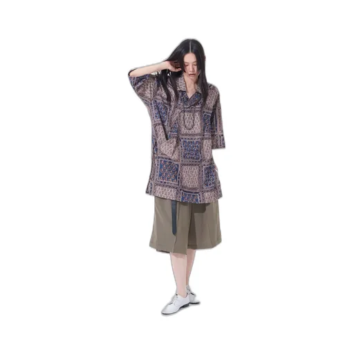 Polyester Washer Twill Button-Up Shorts