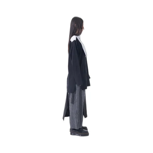 40/2 Cotton Jersey + Striped Fabric Chest Pin Tucked Shirt