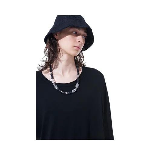 Crystal + Black Beads Necklace