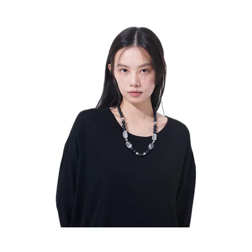 Crystal + Black Beads Necklace