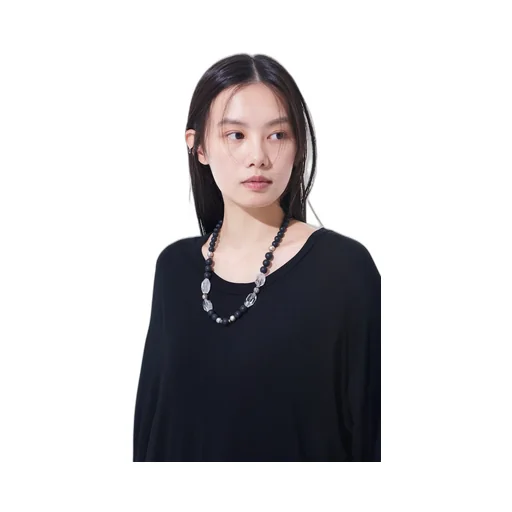 Crystal + Black Beads Necklace