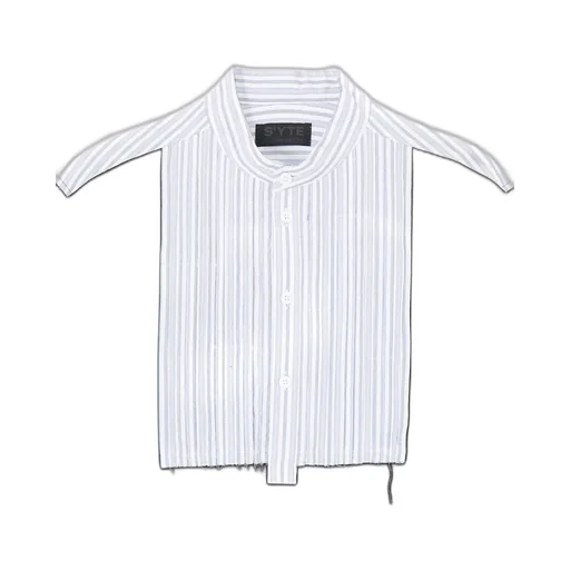 40/2 Cotton Jersey + Striped Fabric Chest Pin Tucked Shirt