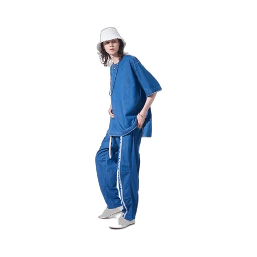 8Oz Denim Pants With Ripped Line Detail