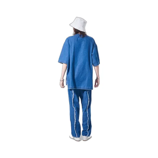 8Oz Denim Pants With Ripped Line Detail