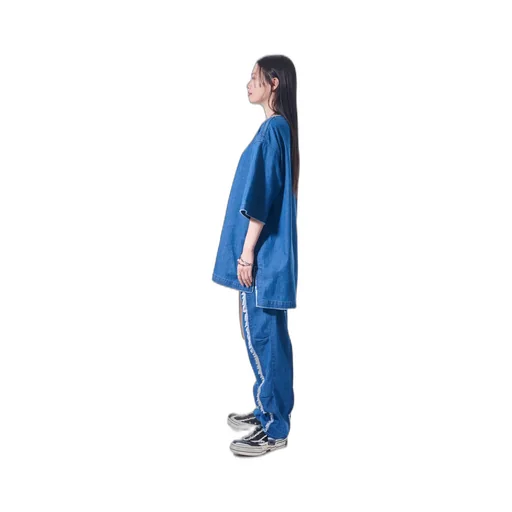 8Oz Denim Pants With Ripped Line Detail