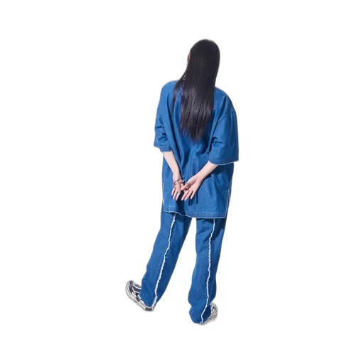 8Oz Denim Pants With Ripped Line Detail