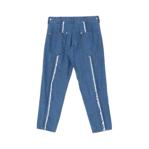 8Oz Denim Pants With Ripped Line Detail