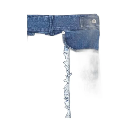 8Oz Denim Pants With Ripped Line Detail