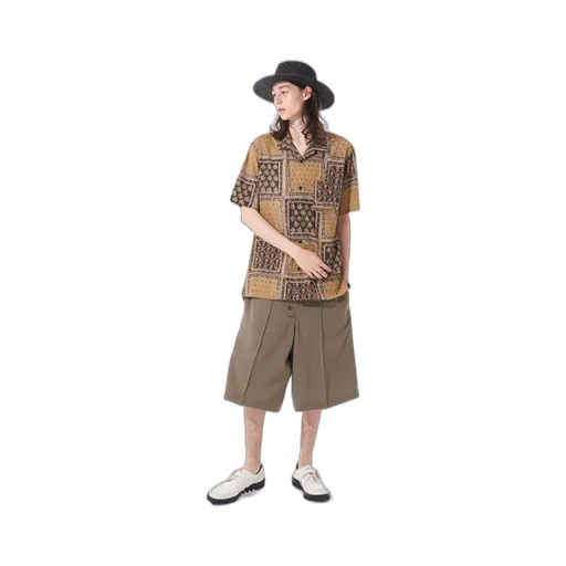Polyester Washer Twill Button-Up Shorts