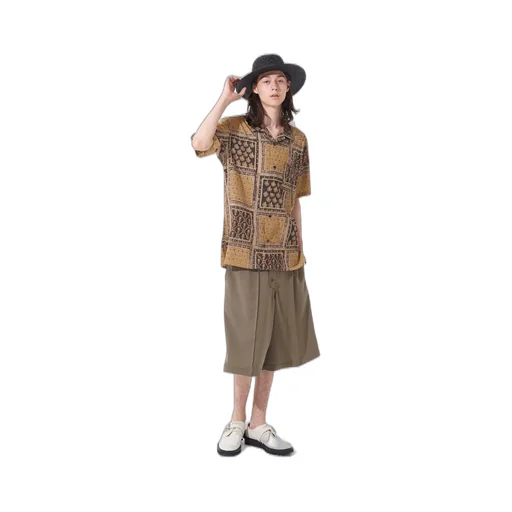 Polyester Washer Twill Button-Up Shorts
