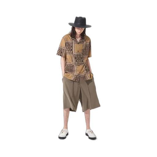 Polyester Washer Twill Button-Up Shorts