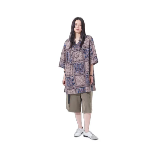 Polyester Washer Twill Button-Up Shorts