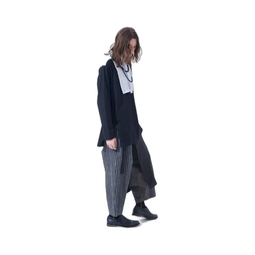 40/2 Cotton Jersey + Striped Fabric Chest Pin Tucked Shirt