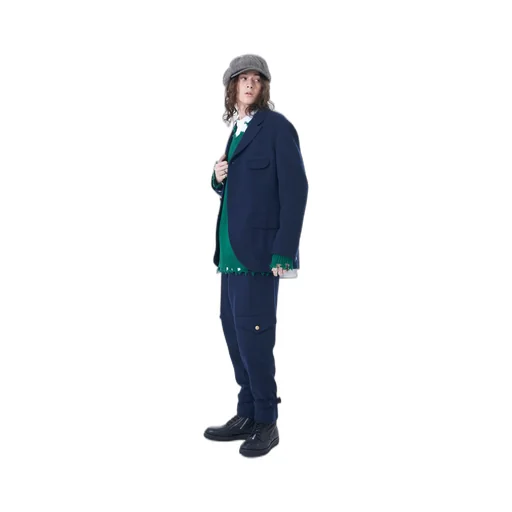 Wool Beaver Peaked Lapel 4-Button Jacket