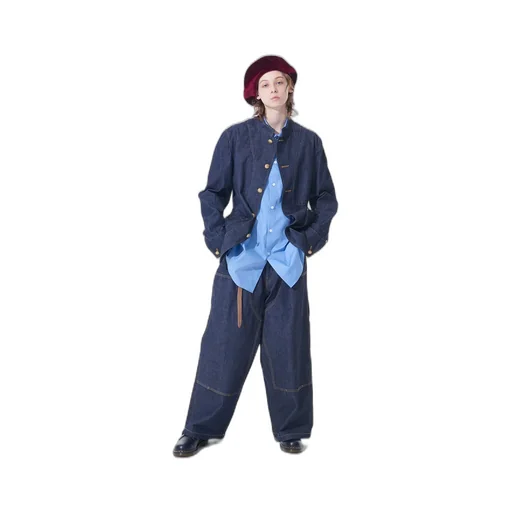 10 Oz Denim Stand Collar Coveralls Jacket