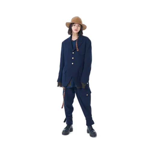 Wool Beaver Peaked Lapel 4-Button Jacket