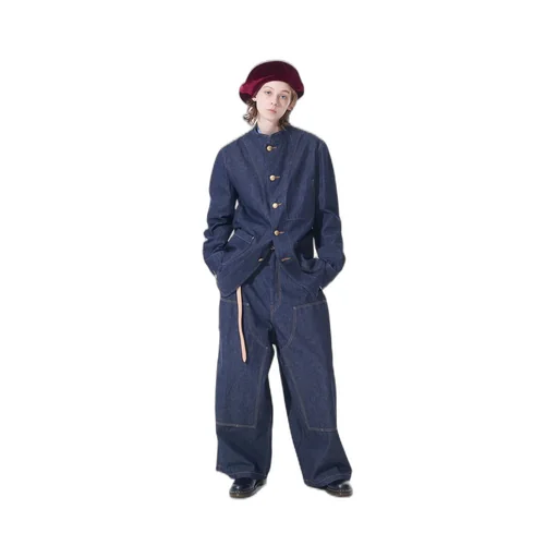 10 Oz Denim Stand Collar Coveralls Jacket