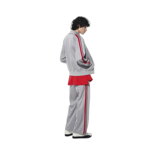 Pe/Smooth Jersey Geometric Pattern Embroidery Side Tape Line Flare Pants