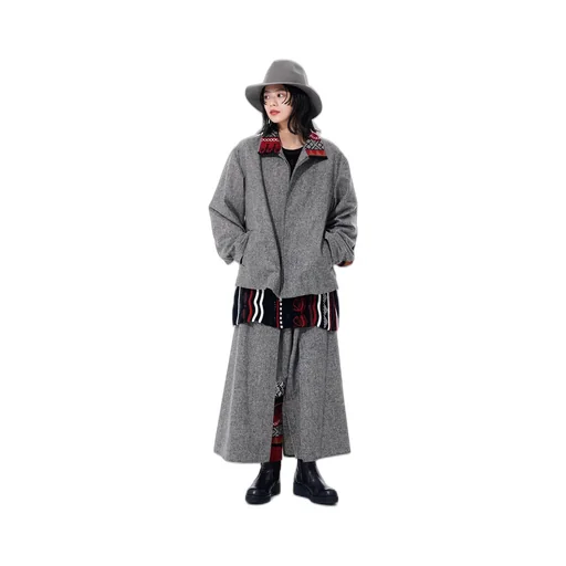 Etermine Nep Tweed + Nordic Pattern Knit Wrap Pants