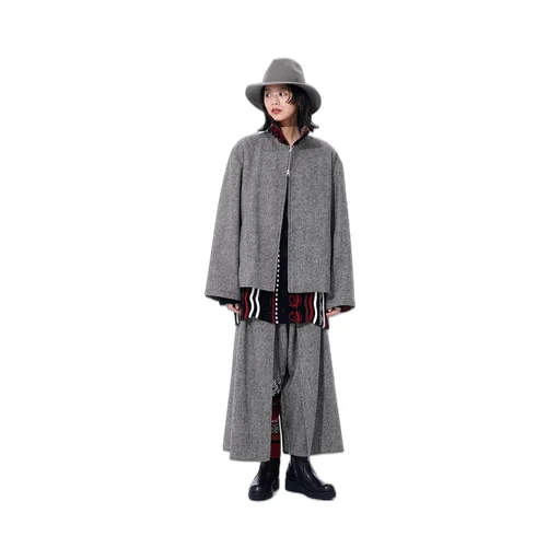 Etermine Nep Tweed + Nordic Pattern Knit Wrap Pants