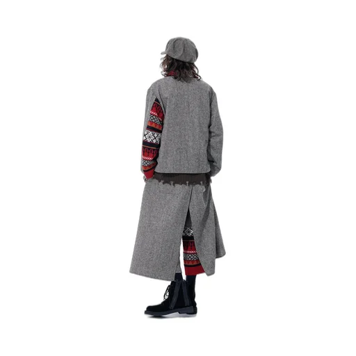 Etermine Nep Tweed + Nordic Pattern Knit Wrap Pants