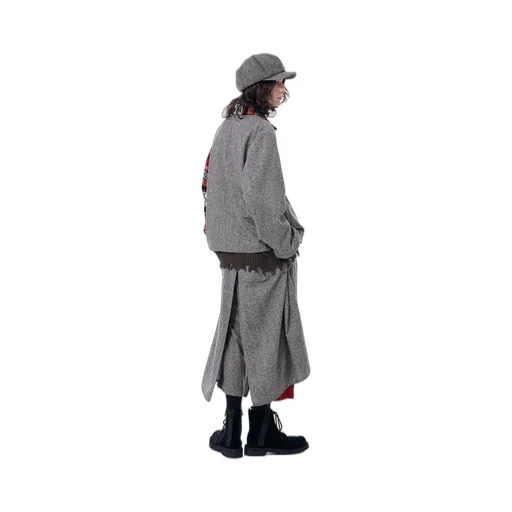 Etermine Nep Tweed + Nordic Pattern Knit Wrap Pants