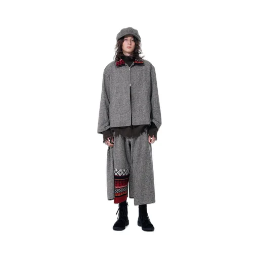 Etermine Nep Tweed + Nordic Pattern Knit Wrap Pants