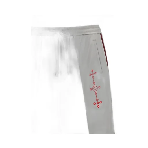 Pe/Smooth Jersey Geometric Pattern Embroidery Side Tape Line Flare Pants