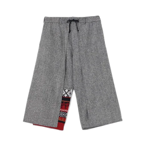 Etermine Nep Tweed + Nordic Pattern Knit Wrap Pants