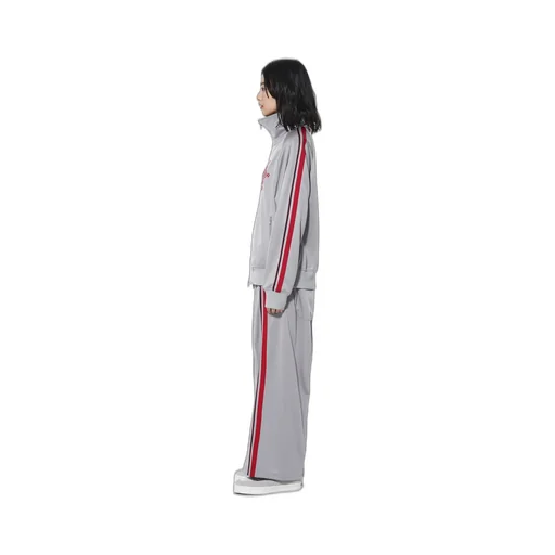 Pe/Smooth Jersey Geometric Pattern Embroidery Tape Line Waist Drawstring Wide Pants