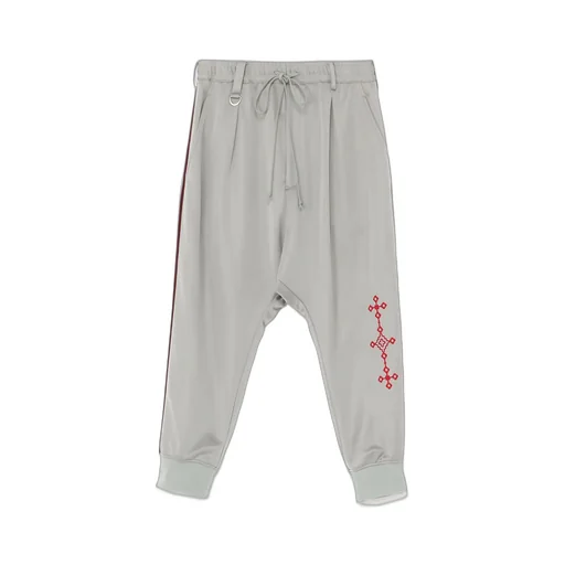 Pe/Smooth Jersey Geometric Pattern Embroidery Side Tape Line Sarouel Rib Pants